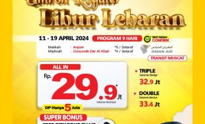 Umroh Reguler 9 Hari Libur Lebaran 11 April 2024 Hotel Bintang 5